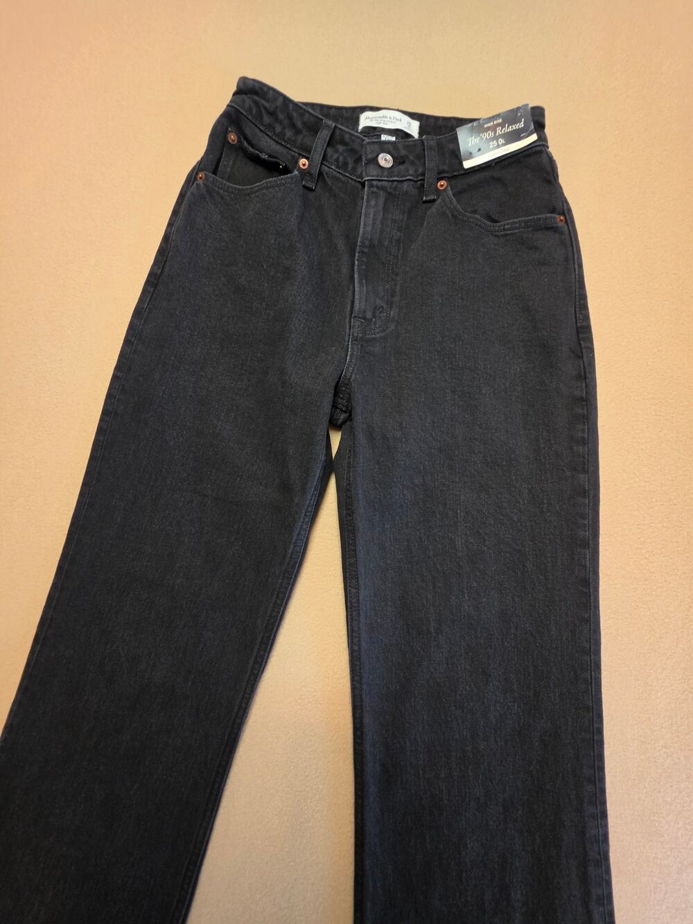 Abercrombie & Fitch Curve Love 90s Relaxed High-Rise Black Jeans Sz 25/0L NWT